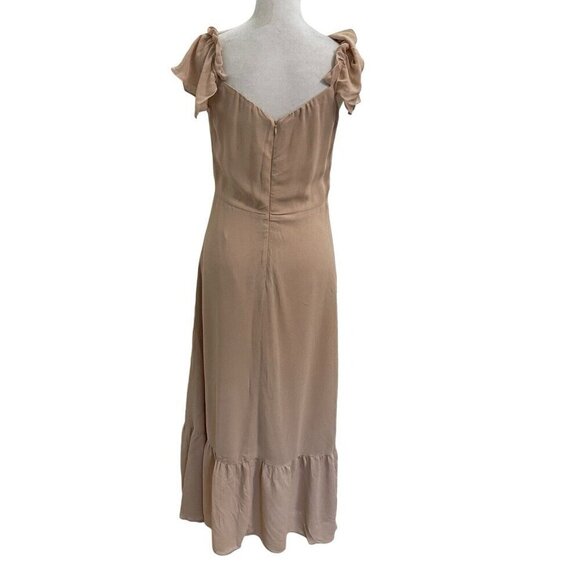 Reformation Off-the-Shoulder Crepe Ruffle Midi Dress Blush Pink size 6 Petite - Picture 5 of 8